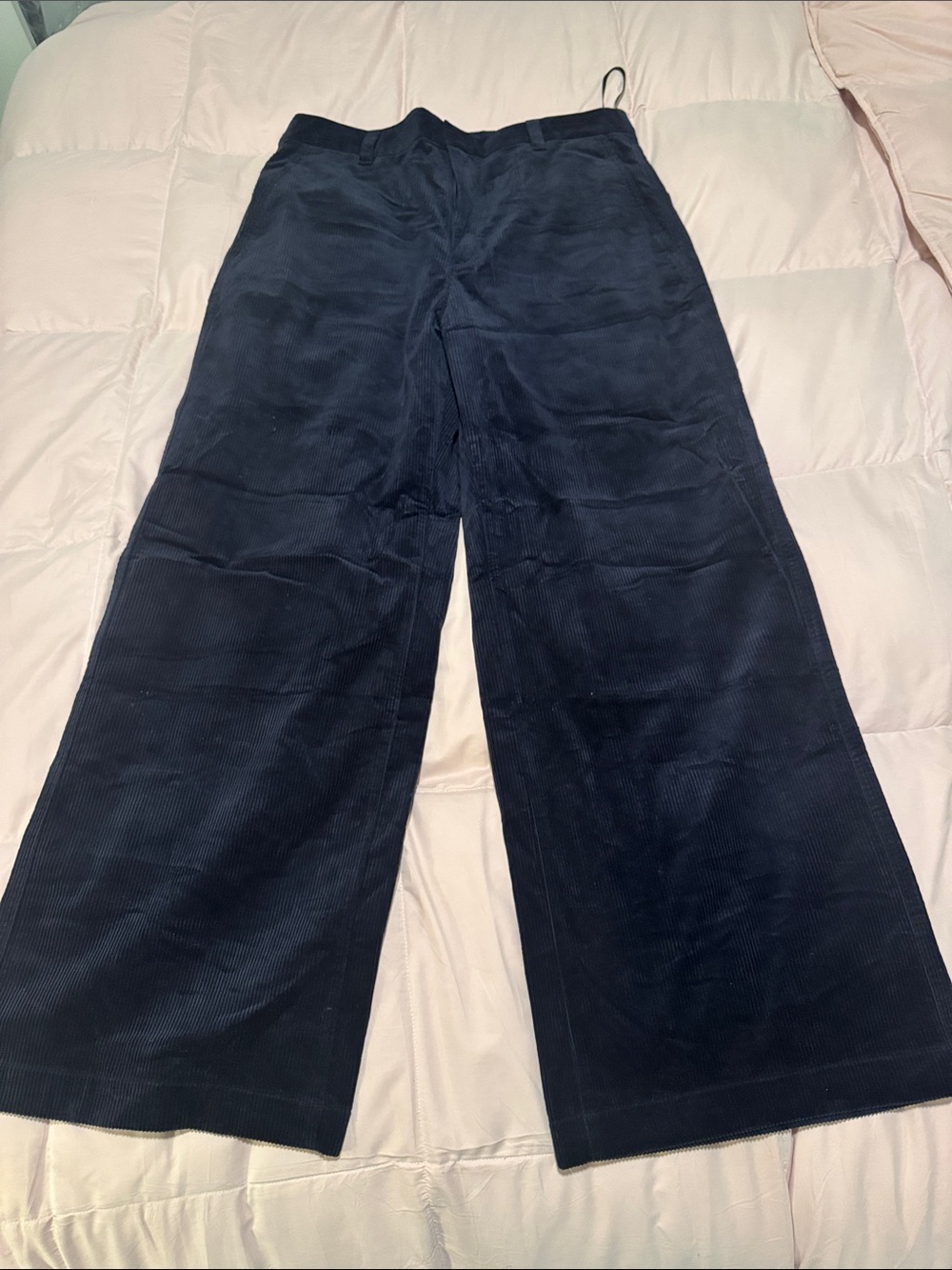 Uniqlo Wide Leg Corduroy Pants in Navy Blue